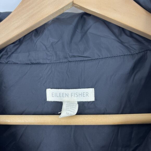 Eileen Fisher Jacket Vest Size Medium Womens Black Full Zip Quilted Minimalist - Picture 3 of 6
